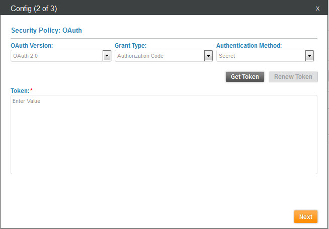 Test Client config settings for OAuth policy