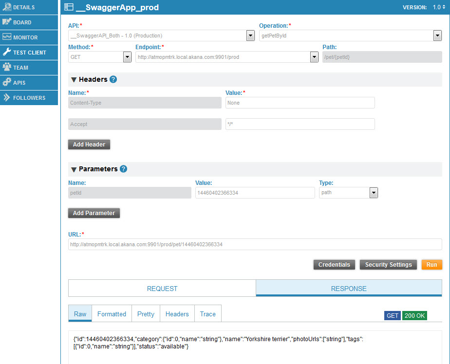 Test Client with example message