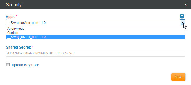 Test Client, Credentials, Apps drop-down